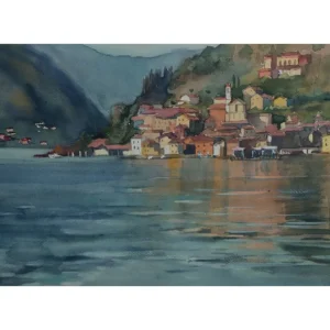 D'Iseo lake. Italy. Watercolor