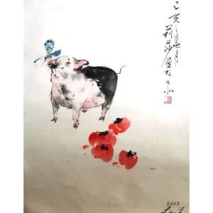 LITTLE PIG & BUTTERFLY by Lisa Zaretskaya
