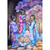 Tea Ceremony under the Sakura Tree by Helen Krasnoshchokova