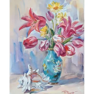 TULIPS AND A SHELL by Tatiana Rymorenko