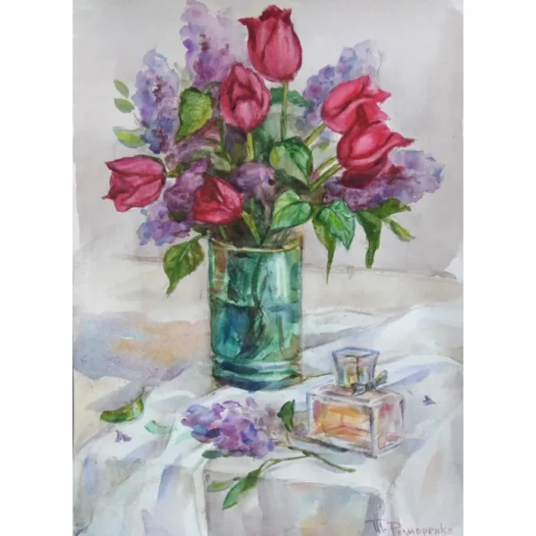 TULIPS AND LILAC by Tatiana Rymorenko
